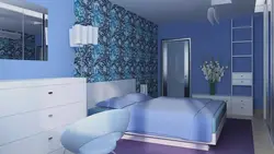 Жатын бөлмесінің интерьері ақ және көк