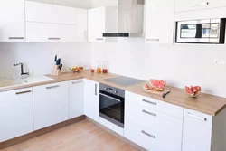 White oak countertop in the kitchen interior