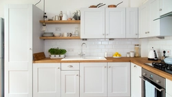 White oak countertop in the kitchen interior