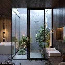 Glass in the bathroom interior photo