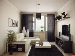 Rectangular living room interior design photo