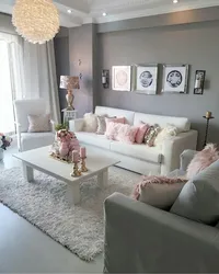 White gray beige in the living room interior