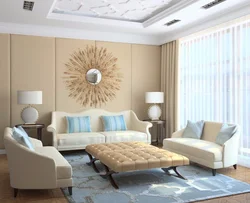 White gray beige in the living room interior