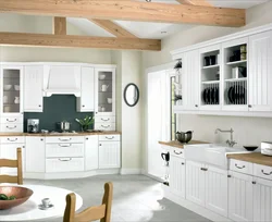 Kitchen design white with wood photo in the interior