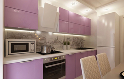 Lilac gray kitchen interior