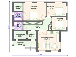 One-story house with three bedrooms and a terrace photo