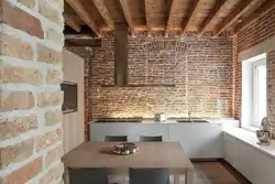 Interior brick kitchen photo