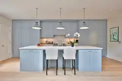 Blue-Gray Kitchen In The Interior