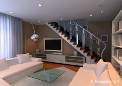 Staircase in the living room to the second floor interior