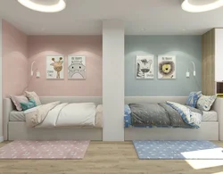 Children's bedroom design for two people of different sexes
