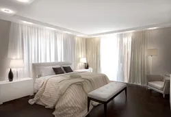 Photo of a matte stretch ceiling in the bedroom