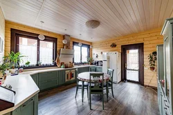 Timber house inside kitchen interior