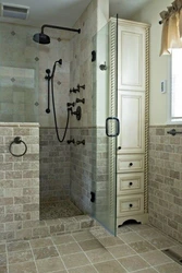 Shower bathtub made of tiles photo