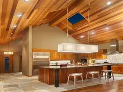 Photo of kitchen ceilings with wood