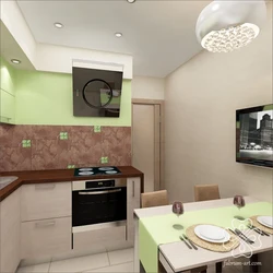 Three-room kitchen design in panel