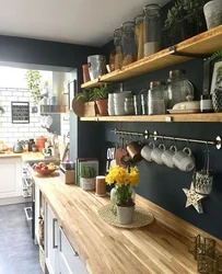 Open shelves in kitchen interior design