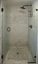 Shower made of tiles in the bathroom photo