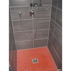 Shower Made Of Tiles In The Bathroom Photo