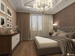 Beige brown bedroom design photo