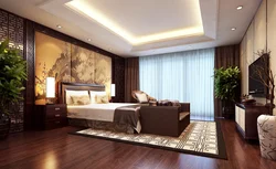 Beige brown bedroom design photo
