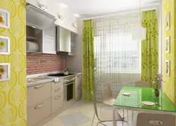 Обои зеленого цвета в интерьере кухни