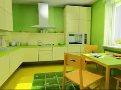 Шпалеры Зялёнага Колеру Ў Інтэр'Еры Кухні