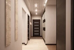 Hallway design with dark doors photo