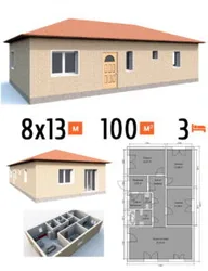 One-story house with three bedrooms up to 100 sq.m. photo