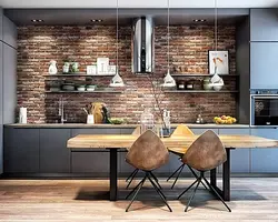 Kitchen interior in brick style