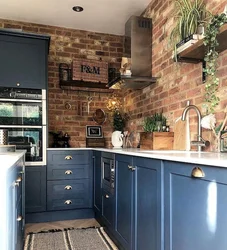 Kitchen interior in brick style
