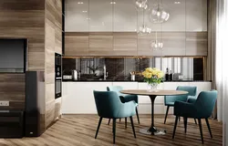 Kitchen living room design in modern style 2023