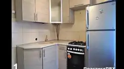 Mətbəx 5 metr dizayn foto geyzer və soyuducu ilə