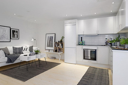 Modern Living Room And Kitchen Design In White Colors