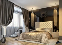 Curtains in a modern bedroom interior