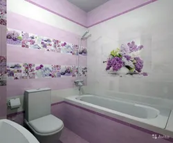 Flowers tile design bath photo