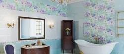 Flowers tile design bath photo