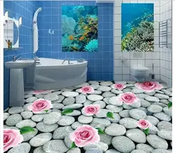 Flowers tile design bath photo