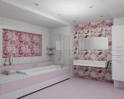 Flowers Tile Design Bath Photo