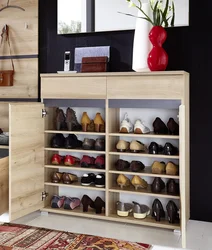 Shoe rack in the hallway photo with shelves