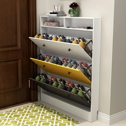Shoe rack in the hallway photo with shelves