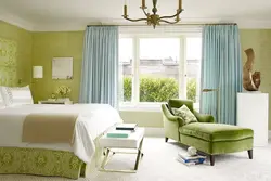 What color goes with pistachio in the bedroom interior