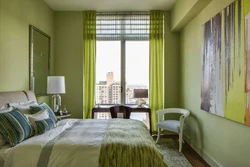 What color goes with pistachio in the bedroom interior