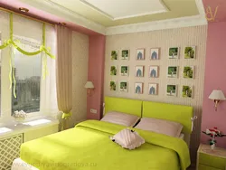 What color goes with pistachio in the bedroom interior