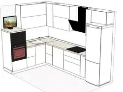 Corner kitchen photo for 9 square meters