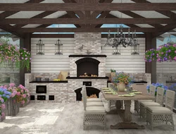 Summer kitchen interior photo