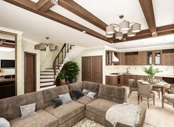 Interior of kitchen and living room together in a house