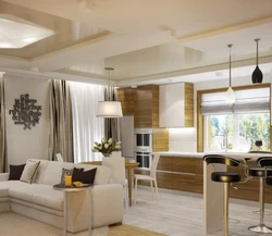 Interior Of Kitchen And Living Room Together In A House