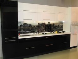 Black and white corner kitchen design