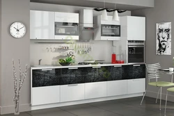 Black and white corner kitchen design