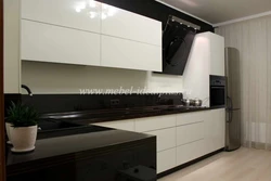 Black and white corner kitchen design